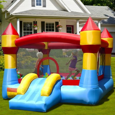 Castello gonfiabile gioco con scivolo per bambini da esterno e giardino 370x280x230cm