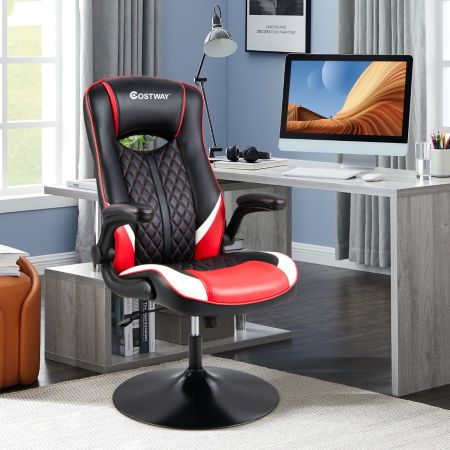 Sedia da gaming ergonomica con schienale alto braccioli ribaltabili, Sedia da scrivania reclinabile Rosso