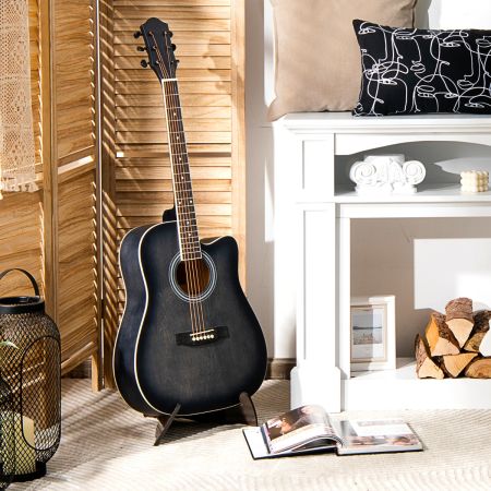 Costway Set chitarra grande 104 cm con borsa di trasporto, Chitarra di legno a 6 corde per principianti e adulti Nero