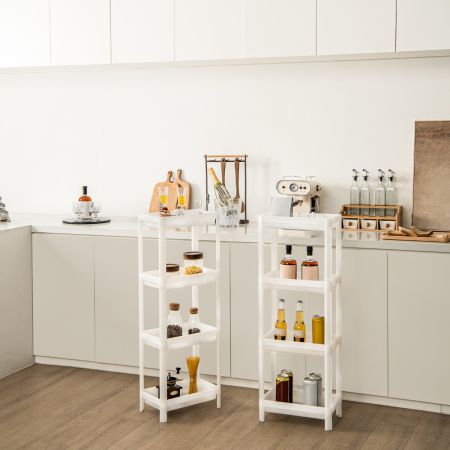 Set di 2 scaffali da cucina a 4 livelli con fori per piccoli spazi, Scaffali bagno con design rimovibile Bianco