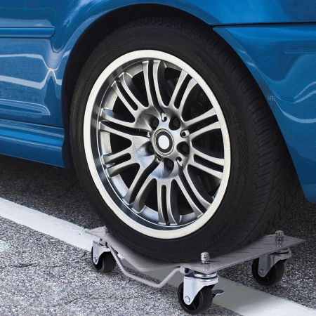 Set di 4 pattini per pneumatici in metallo con rotelle bloccabili maniglia, Set di car lift dolly per auto Grigio