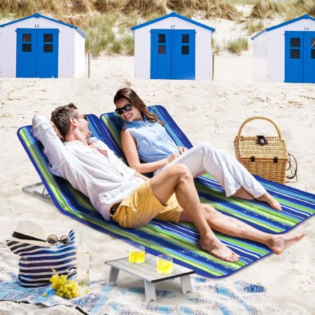 Costway Set di tappetini pieghevoli da spiaggia per cortile campeggio, Sedie a sdraio regolabili con un tavolino