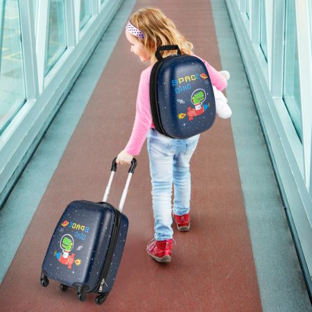 Set di valigie rotanti portatili leggeri con ruote per bambini, Set di bagagli a mano da viaggio Blu scuro