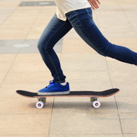 Mini Cruiser Skateboard in legno d'acero con 4 PU ruote antiscivole 80x20cm Blu