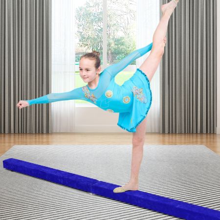 Costway Trave equilibrio da ginastica artistica pieghevole Equilibrio allenamento con tessuto flanella da 210cm da casa Blu