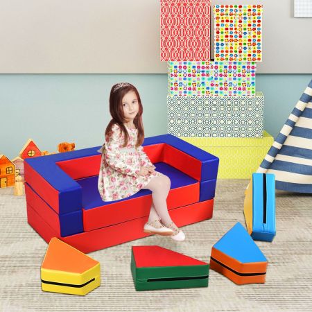 Set di divano per bambini multifunzionale Set mobile da gioco per bimbi 141x94x12cm