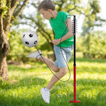 Costway Kit con pallone da calcio per allenarsi a calciare per bambini, Palla di 18cm con palo in acciaio per allenarsi
