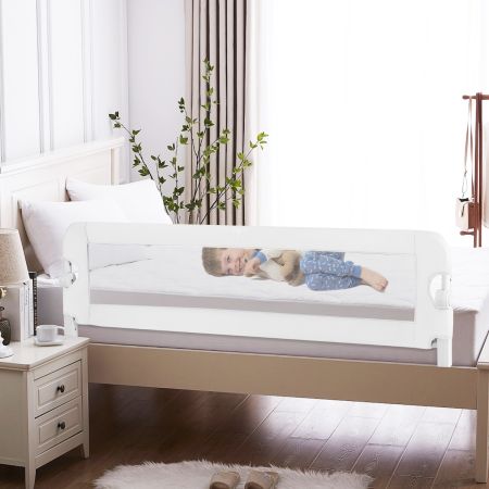 Costway Sponda per letto per bambini con design pieghevole cinghie, Sponda di sicurezza a molle per letto