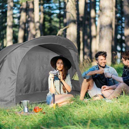 Costway Tenda da campeggio 4 in 1 portatile con copertura esterna, Set tenda rialzata pieghevole per 1 persona Grigio