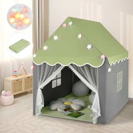 Tenda da gioco per bambini con tappetino lavabile, Tenda castello fatato con luci a forma di stella