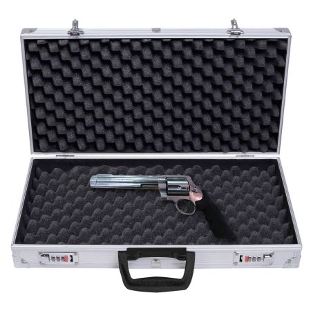 Custodia per armi in alluminio portatile Valigetta porta pistola con 2 serrature 47x25x8,5cm Argento