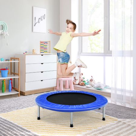 Costway Trampolino pieghevole per bambini con carico massimo 150kg, Mini trampolino portatile per interno ed esterno Blu