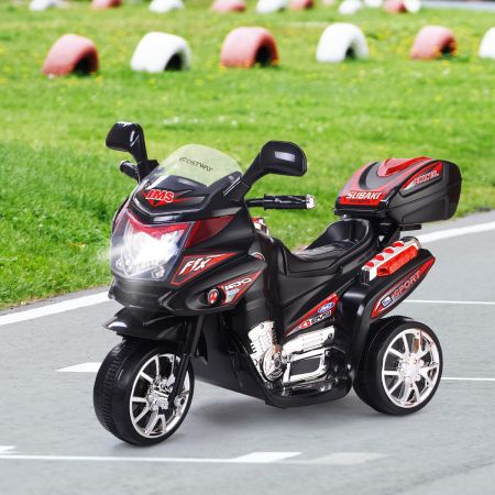 Costway Moto elettrica giocattolo a batteria 6 V con musica e fari, Moto cavalcabile a 3 ruote per bambini Nero