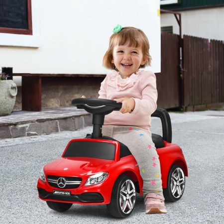 Costway Macchinina giocattolo per bambini, Mercedes Benz con clacson musica scompartimento sotto il sedile Rossa