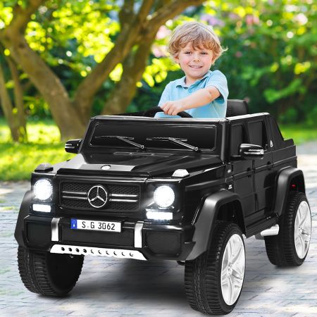 Costway Mercedes Benz Maybach G650-S 12 V per bambini con luci LED, Jeep a batteria con 2 portiere apribili Nero