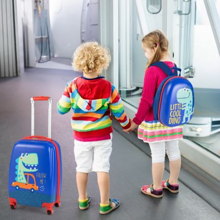 Costway Valigie rigide con rotelle e maniglia retrattile, Set di valigie e zaini per bambini dai 3 ai 10 anni