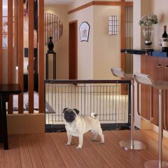 Costway Cancello di sicurezza in legno per animali domestici Barriera di sicurezza regolabile per cane (97-161)x32x53cm