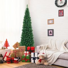 Costway Albero di Natale con aghi in PVC di alta qualità, Albero artificiale con base di metallo robusto 700 rami 210cm