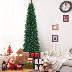 Costway Albero di Natale con aghi in PVC di alta qualità, Albero artificiale con base di metallo robusto 1000 rami 240cm