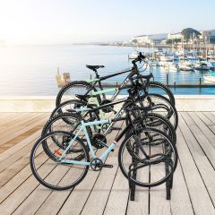 Costway Rastrelliera in telaio d'acciaio per biciclette, Portabiciclette parcheggio per 4 bici, Nero