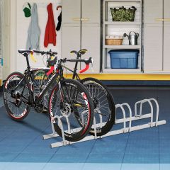 Costway Rastrelliera per biciclette in telaio d'acciaio, Portabiciclette Parcheggio per 4 bici, Argento
