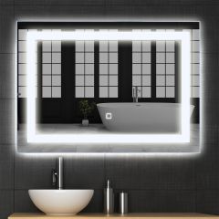 Costway Specchio da bagno con LED a parete con Interruttore tattile intelligente 70x50x3cm