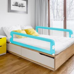 Costway Sponda per il letto 150 cm pieghevole, Sbarra per culla convertibile per letto singolo matrimoniale, Blu