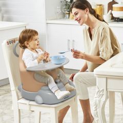 Costway Rialzo sedia 6 in 1 in PU ergonomico e comodo, Set tavolo e sedia convertibile per bambini