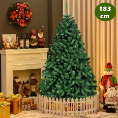 Costway 183cm Albero di Natale Artificiale in PVC con 1355 rami e supporto metallo, Albero natalizio con effetto realistico