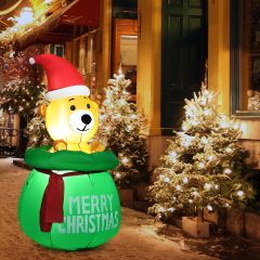 Costway Orso natalizio gonfiabile ideale per chiesa salone cortile, Decorazione natalizia orso luminoso 