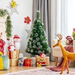 Costway Albero di Natale artificiale rigoglioso 120cm con 160 rami, Pino realistico in PVC con base pieghevole di metallo