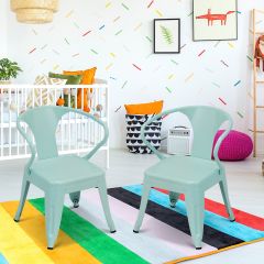 Costway Set di 2 sedie impilabili con schienale per bambini, Sedie per scuola materna camera da letto stanza dei giochi casa