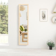Costway Specchio a figura intera 155 x 37 cm con struttura di legno, Specchio moderno per camera da letto salone ingresso, Naturale