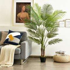 Costway Palma Phoenix artificiale 1,5m con vaso di plastica, Pianta tropicale finta  per decorare ufficio e casa