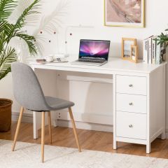 Costway Scrivania per computer con 3 cassetti per casa studio ufficio, Tavolo per laptop con superficie spaziosa Bianco