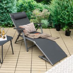 Costway Lettino a sdraio in alluminio pieghevole per esterni, Sdraio reclinabile per patio con 8 posizioni regolabili