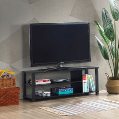 Costway Mobile TV moderno di legno con ripiani aperti, Centro multimediale a 3 livelli per TV per salone Nero