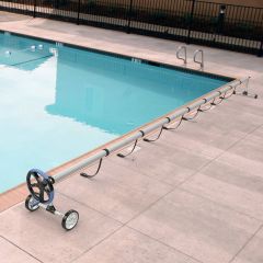 Costway Rullo avvolgitore da 5,5m per piscine, Copertura solare con tubo di metallo per piscine esterne 58x62x550cm