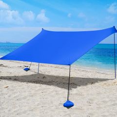 Costway Tenda da spiaggia in lycra con borsa di trasporto e 4 sacchi di sabbia, Tenda leggero per campeggio e pesca 3x2,8m Blu