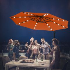 Costway Ombrellone LED 3 m per giardino cortile piscina veranda, Ombrellone in poliestere con luci Arancione