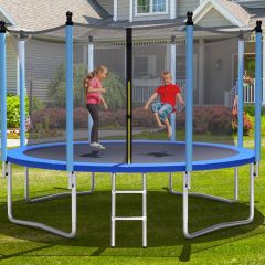 Costway Tappeto elastico da esterno 427 cm per bambini e adulti, Tappeto elastico con rete di sicurezza per saltare