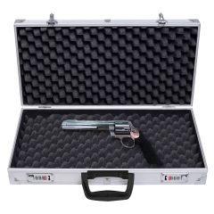 Costway Custodia per armi in alluminio portatile Valigetta porta pistola con 2 serrature 47x25x8,5cm Argento