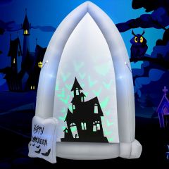 Costway Tomba gonfiabile di Halloween con luci LED, Decorazione gonfiabile con potente soffiatore motivo pipistrello