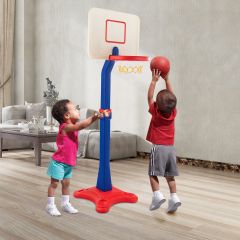 Costway Canestro da basket a colonna per bambini, Set da basket con altezza regolabile 
