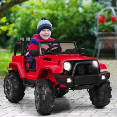 Costway Jeep elettrica cavalcabile per bambini con telecomando, SUV cavalcabile 12 V con luci LED Rosso