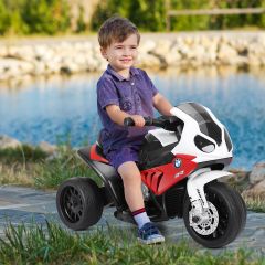 Costway Moto cavalcabile alimentata a batteria 6 V per bambini, Motocicletta a 3 ruote con musica e aspetto carino Rosso