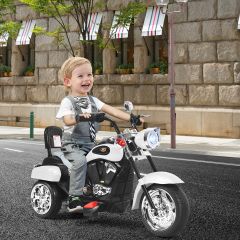 Costway Moto in stile chopper per bambini e bambine, Moto cavalcabile alimentata a batteria con musica, Bianco