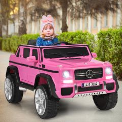Costway Mercedes Benz Maybach G650-S 12 V per bambini con luci LED, Jeep a batteria con 2 portiere apribili Rosa