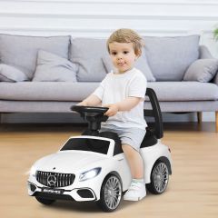 Costway Macchinina con fari LED per bambini, Mercedes Benz giocattolo con clacson musica, Bianco