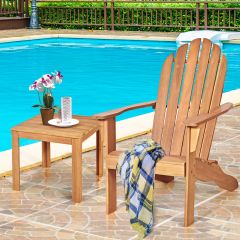 Sedia di legno Adirondack da esterno in legno di acacia, Poltrona di legno per giardino balcone piscina, Naturale  